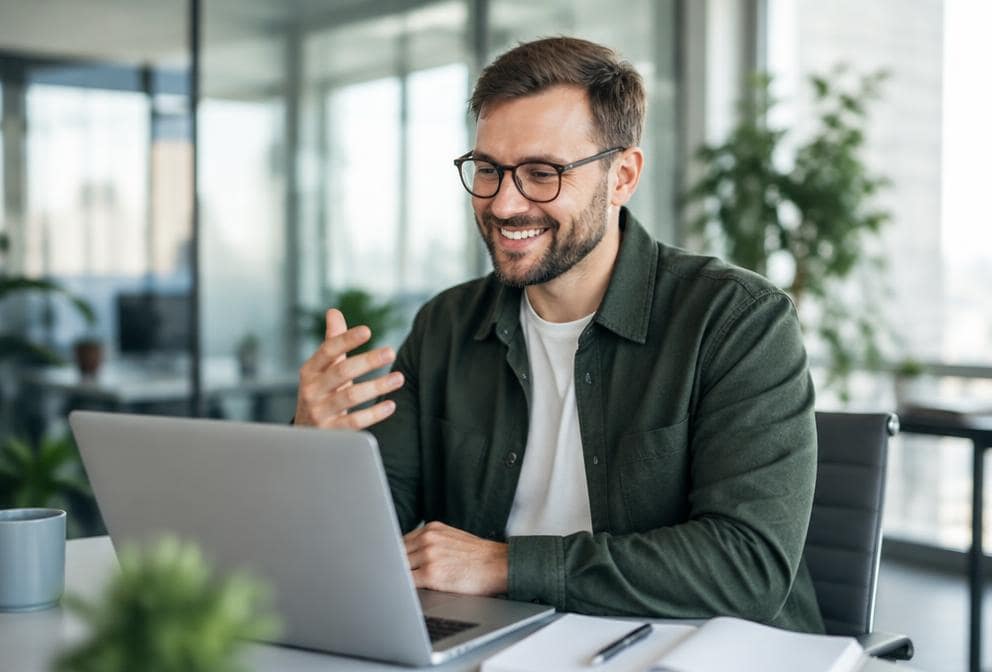 Business leader receiving ongoing HR technology support by video call